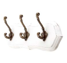 White Antique Small Wall Wooden Iron Hooks